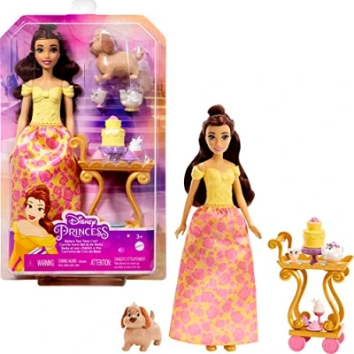 Afbeelding van Disney Princess Belle en haar theeservice Modelpoppen 3 jaar oud +