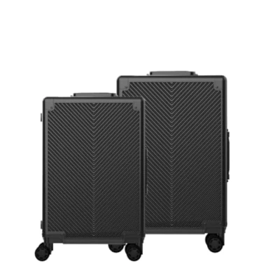 Afbeelding van Licenty Kofferset Zwart Reiskoffer 2 delig Grote Koffer Handbagage Aluminium met wielen TSA Kofferslot