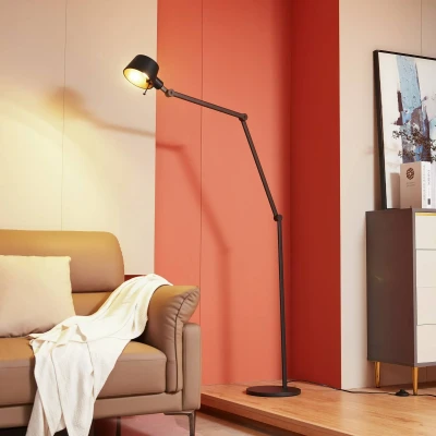 Afbeelding van Lucande vloerlamp 1licht Metaal H: 216 cm E27 zwart, goud