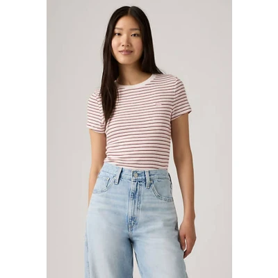 Afbeelding van Levi&#039;s Essential Housemark T shirt Women&#039;s L Roze / Gianna Stripe Zephyr
