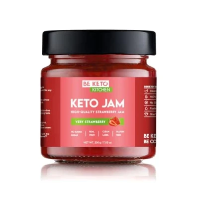Afbeelding van BeKeto Keto Jam Very Strawberry 200g Low Carb vriendelijke veganistische, glutenvrije, natuurlijke en volledig suikervrije jam.
