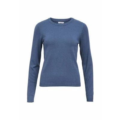 Afbeelding van Object Objthess LS Oneck Trui, Dames, Maat: Small, Dark denim