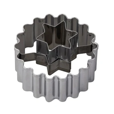 Afbeelding van Zenker Linzer uitsteekvorm met ster, roestvrij staal Ø 54 x 36 mm, staal, vaatwasmachinebestendig, 2 in 1 voor Kerstmis en koekjes, zilver laserlogo