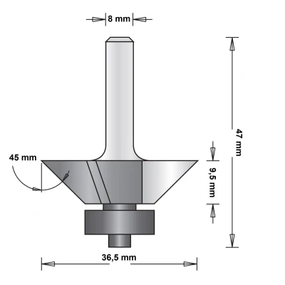 Afbeelding van Hitachi 8 mm kantenfrees 36.5 x 47 45mm