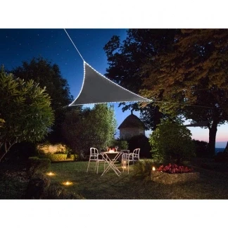 Afbeelding van Schaduwdoek driehoek Perel 3.6 x meter (Waterafstotend, Zonnepaneel, 107 LEDs, Antraciet)