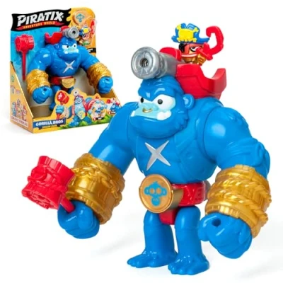 Afbeelding van PIRATIX Smash Jack scharnierende gorilla die verticaal slaat en met een trigger bevat 1 gorilla, exclusieve piratix, schat projectiel