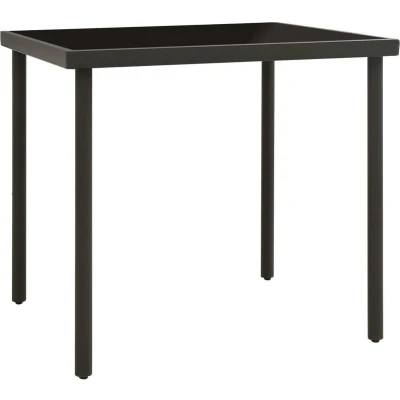 Afbeelding van Tuintafel 80x80x72 cm glas en staal antracietkleurig