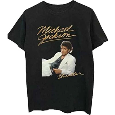 Afbeelding van Michael Jackson Heren Tshirt L Thriller White Suit Zwart