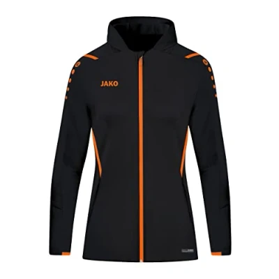 Afbeelding van Jas met kap Challenge Zwart/fluo oranje / 44