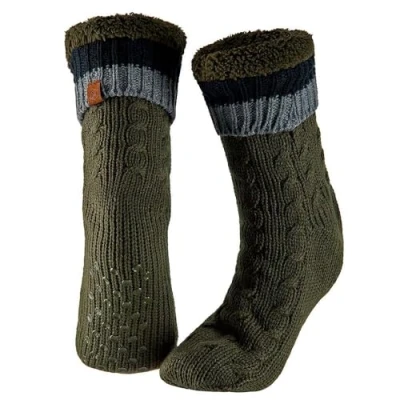 Afbeelding van Apollo Huissokken heren met vacht anti slip Groen One size Fluffy sokken Slofsokken Huisokken Warme