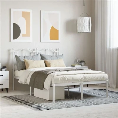 Afbeelding van Bedframe met hoofdbord metaal wit 120x190 cm
