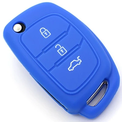 Afbeelding van Finest Folia siliconen hoes voor autosleutels met 3 knoppen, blauw