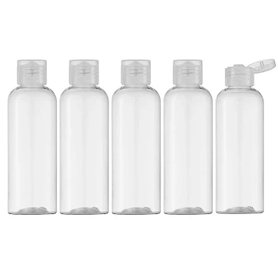 Afbeelding van Toureal Set van 5 lege plastic reisflessen 100 ml met klapdeksel (transparant deksel)