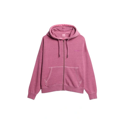 Afbeelding van Superdry LOGO Hoodie Sweater met rits, Dames, Maat: 38, Shocking pink