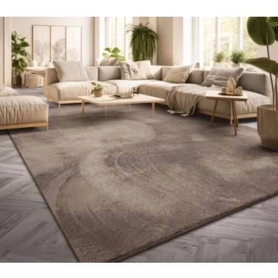 Afbeelding van TT Home Laagpolig woonkamertapijt, effen, modern design, wasbaar Taupe, 160 x 220 cm