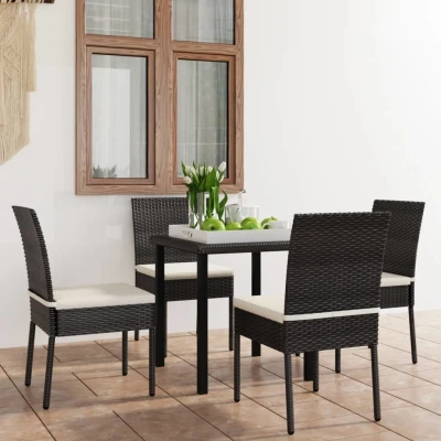 Afbeelding van 5 delige Tuinset poly rattan zwart