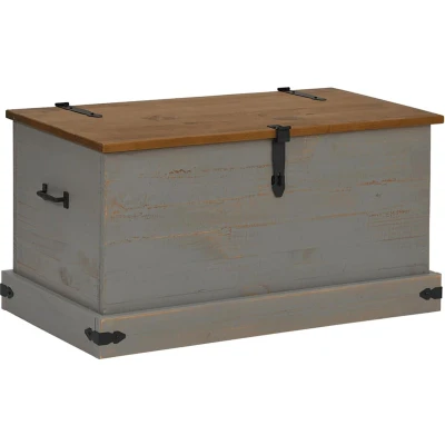 Afbeelding van vidaXL Opbergkist HALDEN grijs 91x48x47 cm massief grenenhout