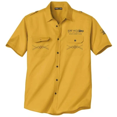 Afbeelding van ATLAS FOR MEN Lichtgewicht zomerhemd van popeline met korte mouwen. Verkrijgbaar in grote maten M tot 5XL., Geel.
