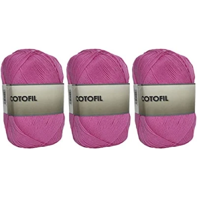 Afbeelding van Cotofilgaren van 100% katoen, ideaal voor knutselen en handweven (fuchsia, 100 g, ca. 250 m, 3 stuks)
