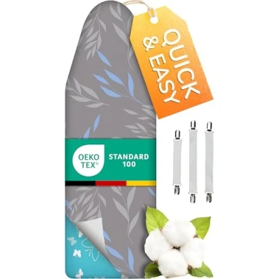 Afbeelding van Smart&amp;Gentle strijkplankhoes Stof met reflectietechnologie, 3 bevestigingsclips, strijkplankovertrek, snelle montage XXL / 140 x 45 cm