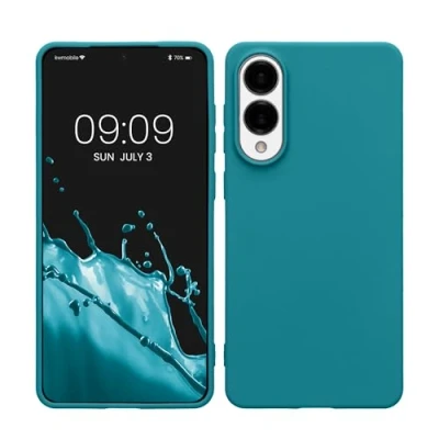 Afbeelding van kwmobile telefoonhoesje geschikt voor Samsung Galaxy S25 Edge Hoesje smartphone Back cover in mat petrol