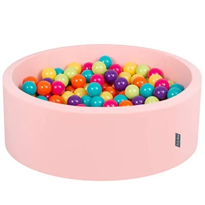 Afbeelding van KiddyMoon 90 x 30 cm/200 ballen met een diameter van 7 cm, rond ballenbad voor baby&#039;s, roze: lichtgroen/geel/turquoise/oranje/donkerrood/paars