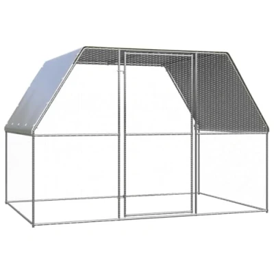 Afbeelding van Kippenkooi 3x2x2 m gegalvaniseerd staal zilverkleurig en grijs