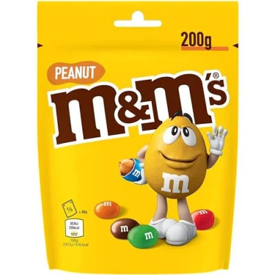 Image de M&amp;M&#039;s PEANUT Bonbons chocolat au lait et cacahuètes, Cadeau Saint Valentin Sachet de 200g