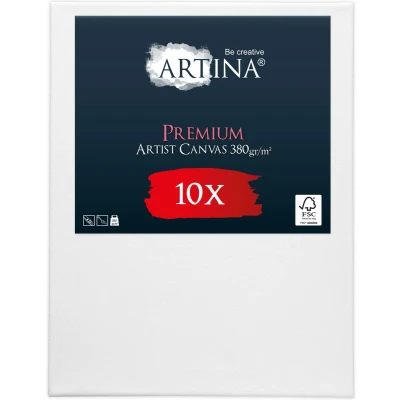Afbeelding van Artina Set van 10 Schildersdoeken 30x40 cm FSC® Schildersdoek Stuks Premium Canvas Dubbel Geprimed Spieraam Wit