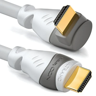 Afbeelding van deleyCON 0,5 m HDMI 90 Hoek Kabel Compatibel met 2.0 / 1.4 UHD 4K HDR 3D 1080p 2160p ARC Hoge Snelheid Ethernet Wit