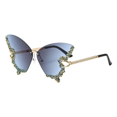 Afbeelding van COACOM 1 x vlinderzonnebril met strass, modieuze zonnebril, Elee zonnebril voor dames, grijs, eenheidsmaat