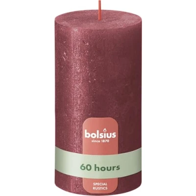 Afbeelding van Bolsius Rustieke kaars Shimmer 4 Stuks Metallic Rood 13cm