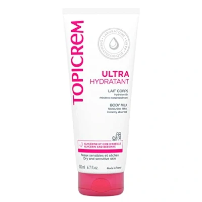 Afbeelding van Topicrem Ultra Hydraterende Lichaamsmelk Hydrateert 48 uur, Relipide, beschermt de huid Romige textuur, Delicate geur crème voor gevoelige Gemaakt in Frankrijk 200 ml
