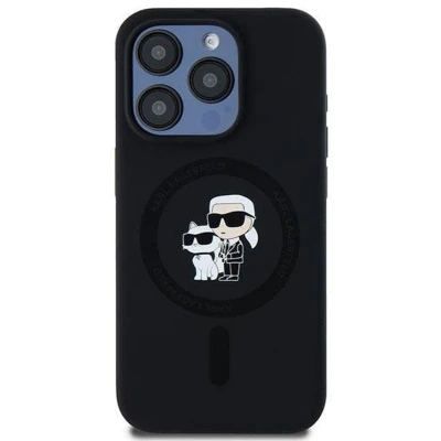 Afbeelding van Karl Lagerfeld Siliconen Karl&amp;Choupette MagSafe hoesje voor iPhone 14 Pro zwart
