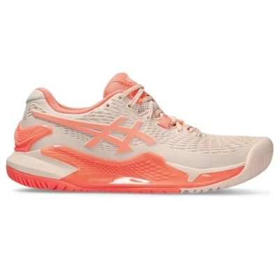Afbeelding van Asics Gelresolution 9 Tennisschoenen voor alle ondergronden, Dames, Maat: 41.5, Pearl pink/sun coral Textiel/ synthetisch