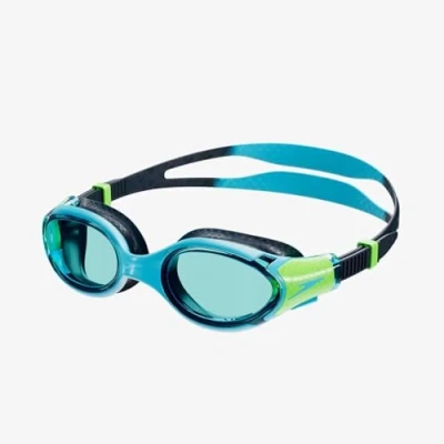 Image de Speedo Lunettes de natation Biofuse 2.0 unisexes pour enfants Ajustement facile breveté Anti buée fuite amélioré Confort Bleu hypersonique/vert Lumo Taille