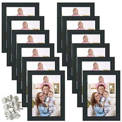 Afbeelding van Giftgarden 6x4 fotolijsten zwart fotolijst voor wand of tafelblad, set van 12