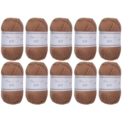Afbeelding van Utopia Crafts JOY Uni Brei en haakgaren, zacht, onderhoudsvriendelijk, 100% polyacryl, 10 bollen van 50 g, 150 m (Derby bruin)