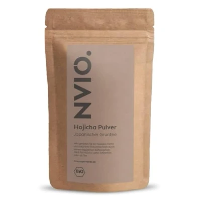 Afbeelding van NVIO. Hojicha bio en poudre du Japon 100 g rôti doucement, noisette douce et faible caféine Certifié DE ÖKO 006