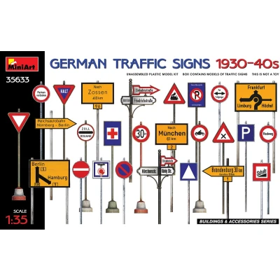 Afbeelding van 1:35 MiniArt 35633 German Traffic Signs 1930 40s Plastic Modelbouwpakket