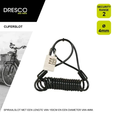 Afbeelding van Dresco Spiraalslot 150/4 Code 5250217