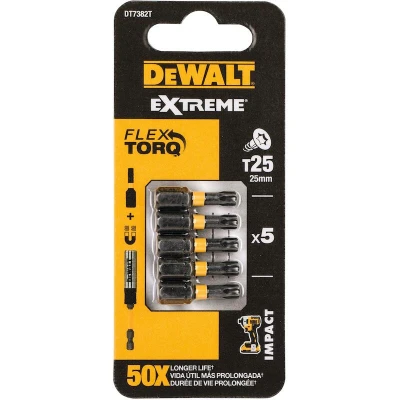 Afbeelding van DeWALT DT7382T Extreme Impact Torsion Schroefbits T25 25mm 5 Stuks