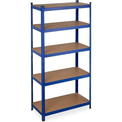 Afbeelding van Relaxdays Stellingkast metaal opbergrek 5 etages 180x90x45 cm legbordstelling blauw