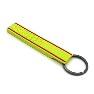 Afbeelding van CYK www. CoverYourKey .de Sleutelhanger met honingraatstructuur, limoengroen/rood