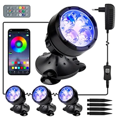 Afbeelding van GreenSun LED Onderdompelbare Zwembadverlichting Bluetooth App bestuurbaar, IP68 waterdicht met afstandsbediening voor tuin/feest/zwembaddecoratie