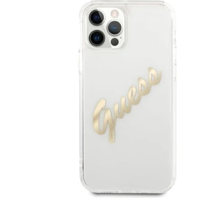 Afbeelding van Guess Vintage Transparent Back Case Geschikt voor Apple iPhone 12/12 Pro (6.1&quot;) Goud