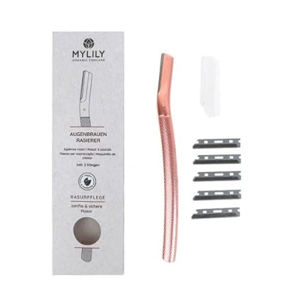 Afbeelding van MYLILY Rosegold wenkbrauw scheermes vrouw gezicht dermaplaning scheerapparaat eyebrow razor