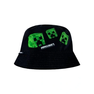 Afbeelding van Minecraft Hoed, omkeerbaar, emmerhoed voor jongens, creeper speelhoed, zwart, eenheidsmaat, zwart.