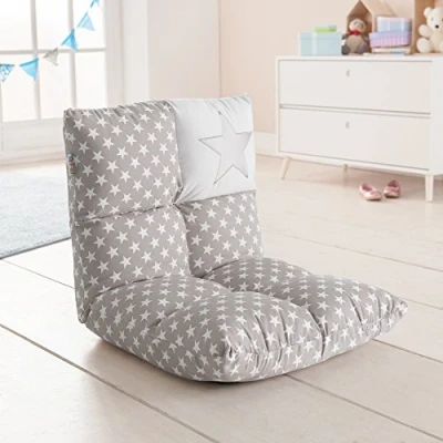 Afbeelding van howa 2 in 1 Kinderfauteuil + Kinderlounger 6 voudig verstelbare rugleuning grijs / wit 8602
