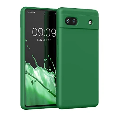 Afbeelding van kwmobile telefoonhoesje geschikt voor Google Pixel 6a Hoesje met siliconen coating Smartphone case in elfengroen
